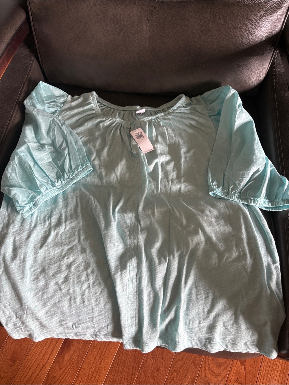 Old Navy Light Aqua Puff-Sleeve Women’s Top
